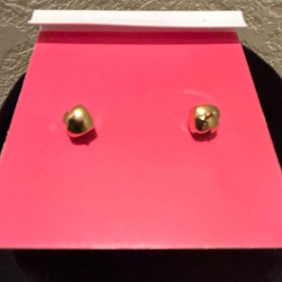Kate Spade Pink Rhinestone Stud Earrings Gold Tone Spade Back New - Picture 4 of 7